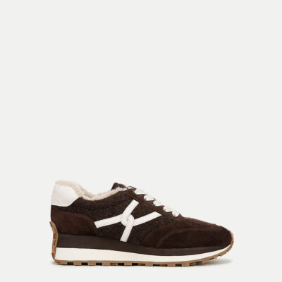 Veronica Beard Valentina Shearling Sneaker — Espresso - Image 1