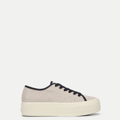 Veronica Beard Truett Platform Sneaker — Sand/Navy - Image 1