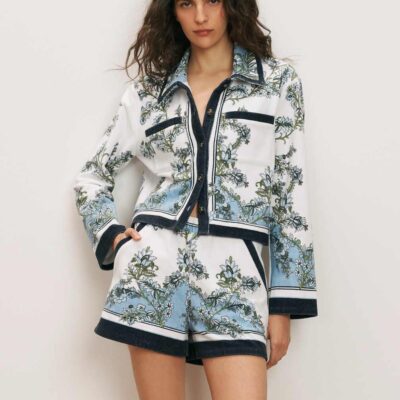 Veronica Beard Tijana Terry Short — Blue Jay Multi - Image 1