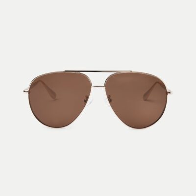 Veronica Beard The Flare Aviator Sunglasses — Dark Brown - Image 1
