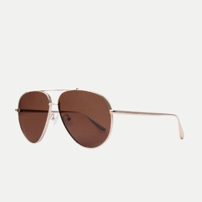Veronica Beard The Flare Aviator Sunglasses — Dark Brown - Image 2
