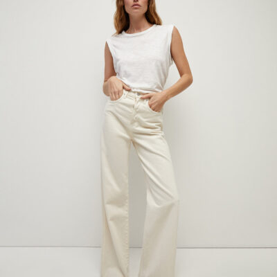 Veronica Beard Taylor Wide-Leg Jean — Ecru - Image 1