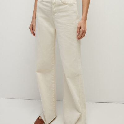 Veronica Beard Taylor Wide-Leg Jean — Ecru - Image 2