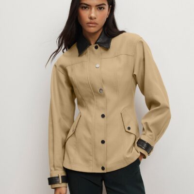 Veronica Beard Talla Peplum Jacket — Sand - Image 1