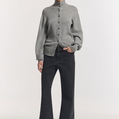 Viktoria & Woods Virtue Merino Cardigan — MID GREY MARLE - Image 1