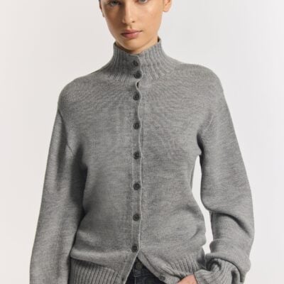 Viktoria & Woods Virtue Merino Cardigan — MID GREY MARLE - Image 2