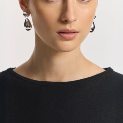 Viktoria & Woods Teardrop Hanging Earrings — SILVER - Image 2