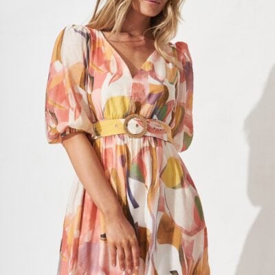St Frock Adrina Maxi Dress In White With Multi Floral - Image 2