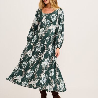 St Frock Enchanted Floral Maxi Dress in Emerald Green Floral - Image 1