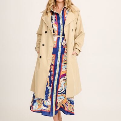 St Frock Gabriela Maxi Shirt Dress In Navy Multi Print Satin - Image 2