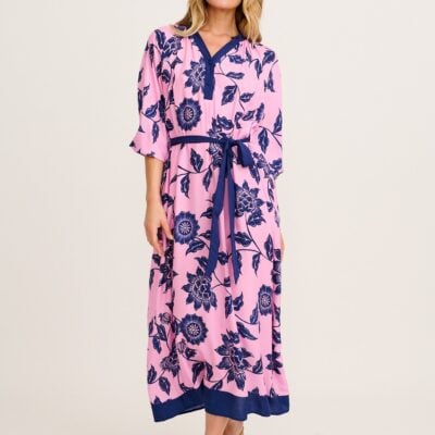 St Frock Kinley Maxi Dress in Pink with Navy Floral - Image 1