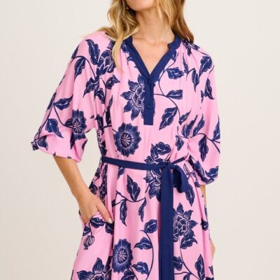 St Frock Kinley Maxi Dress in Pink with Navy Floral - Image 2