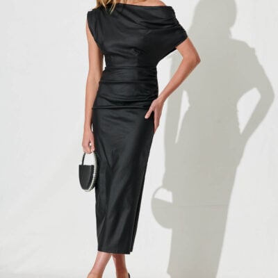 St Frock Lovato Maxi Dress In Black Leatherette - Image 1