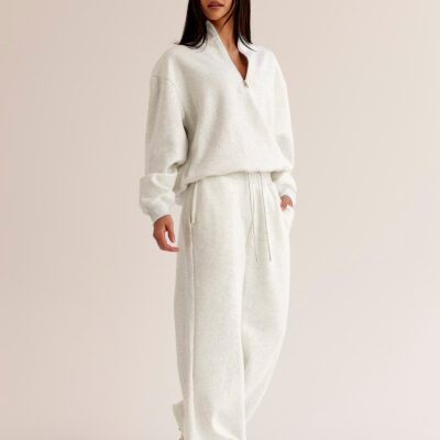 Go-To Oversized Quarter Zip Sweater - Silver Marl | LSKD - Image 2