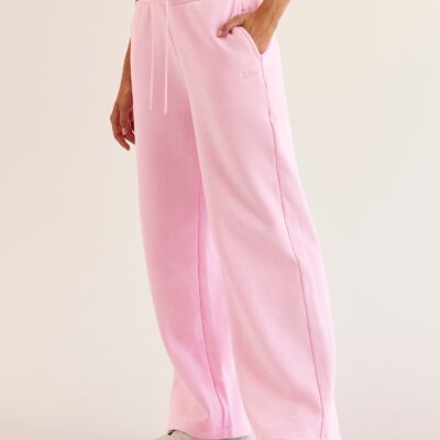 Go-To Script Wide Leg Track Pant - Marshmallow | LSKD - Image 1