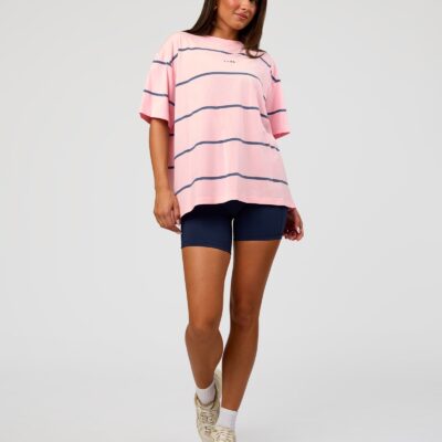Go-To Stripe FLXCotton Oversized Tee - Marshmallow-Nightshadow | LSKD - Image 2
