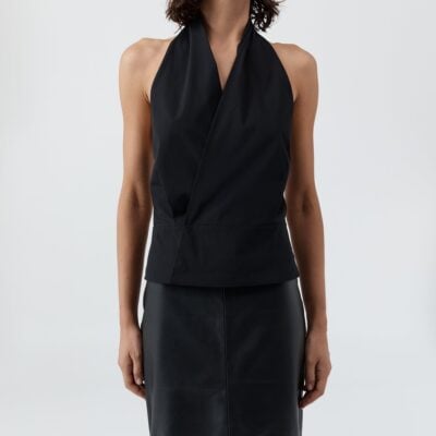 St. Agni Halter Wrap Top - Black — XXS - Image 2