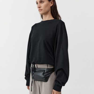 St. Agni Drawstring Long Sleeve Top - Black — XS/S - Image 2