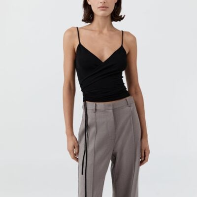 St. Agni Ballerina Wrap Knit Top - Black — XXS - Image 2
