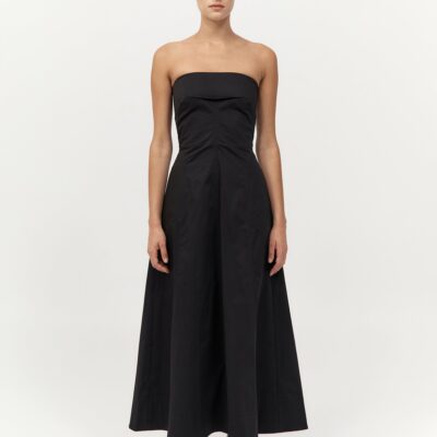 St. Agni Sculpted Cotton Strapless Dress - Black — XXS - Image 1