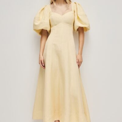 Aje Sunlee Midi Dress — PASTEL YELLOW - Image 1