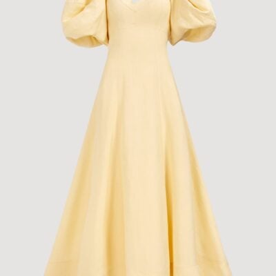 Aje Sunlee Midi Dress — PASTEL YELLOW - Image 2