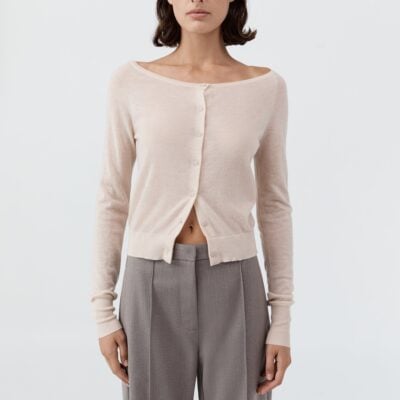 St. Agni Merino Wool Ballet Cardigan - Powder — XXS - Image 2