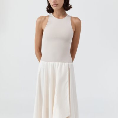 St. Agni Knit Bodice Asymm Dress - Ecru — XXS - Image 2