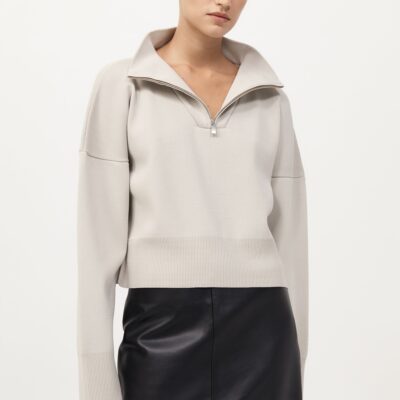 St. Agni Milano Knit Zip Jumper - Silver — XS/S - Image 2