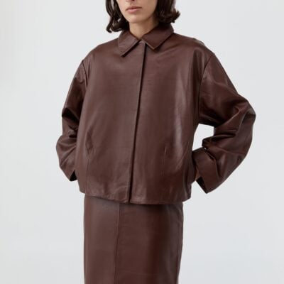 St. Agni Cocoon Leather Jacket - Rum — XXS - Image 2