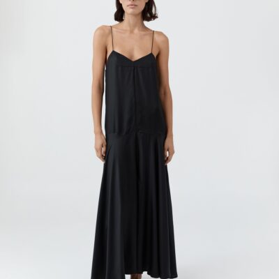 St. Agni Silk Twill Relaxed Slip Dress - Black — XXS - Image 2