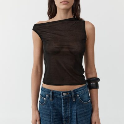 St. Agni Fine Jersey Asymm Top - Black — XXS - Image 1