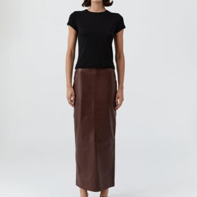 St. Agni Leather Column Skirt - Rum — XXS - Image 1