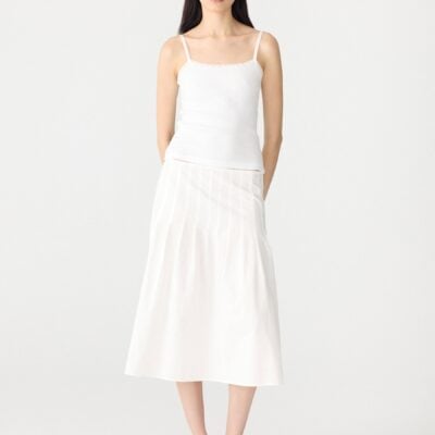 Bassike Crushed Cotton Pleated Skirt — 00 - Image 1