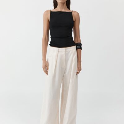 St. Agni Pleat Loop Pants - Ivory — XXS - Image 1
