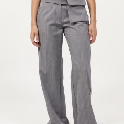St. Agni Carter Pocket Belt Pants - Grey Pinstripe — XXS - Image 2
