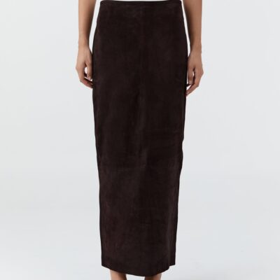 St. Agni Suede Column Skirt - Coffee — XXS - Image 2