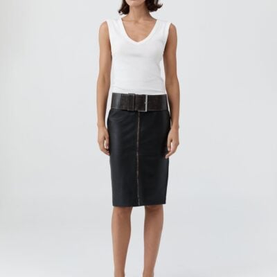 St. Agni Brushed Leather Pencil Skirt - Black — XXS - Image 2