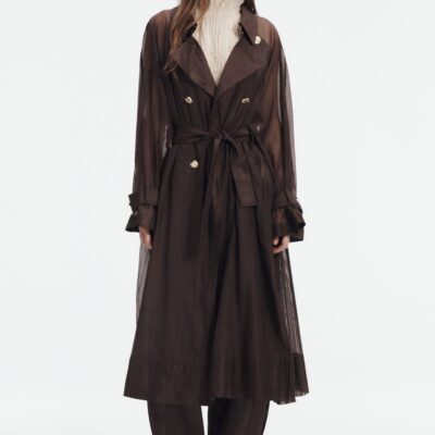 Aje Whisper Trench Coat — CHOCOLATE - Image 1