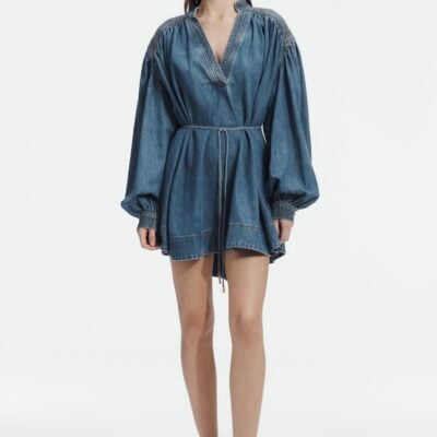 Aje Viva Denim Mini Dress — STORMY WASH - Image 1