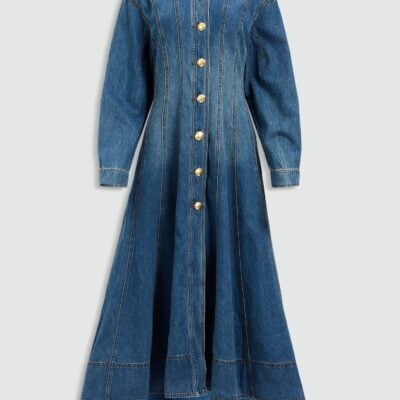 Aje Viva Denim Midi Dress — STORMY WASH - Image 2