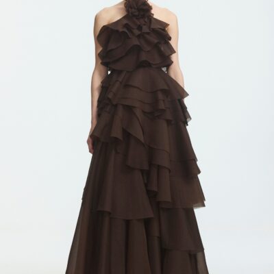 Aje Villa Gown — CHOCOLATE - Image 1
