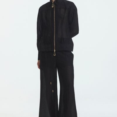 Aje Verdi Bomber Jacket — BLACK - Image 1