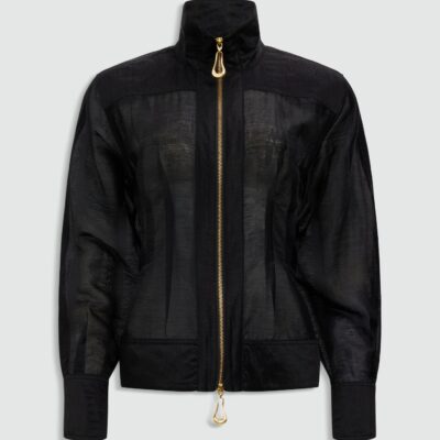 Aje Verdi Bomber Jacket — BLACK - Image 2