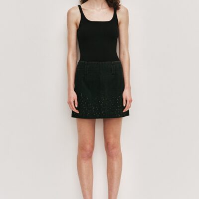 Aje Vanaia Denim Mini Skirt — WASHED BLACK - Image 1