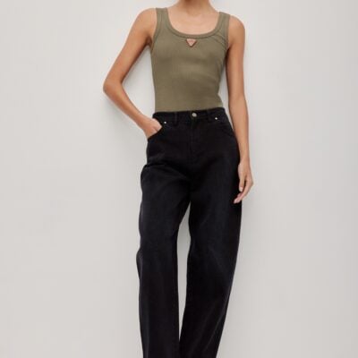 Aje Tully Bubble Crop Jean — BLACK - Image 1