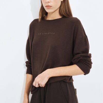 Aje Textured Long Sleeve Tee — CHOCOLATE - Image 1