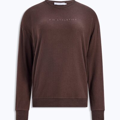 Aje Textured Long Sleeve Tee — CHOCOLATE - Image 2