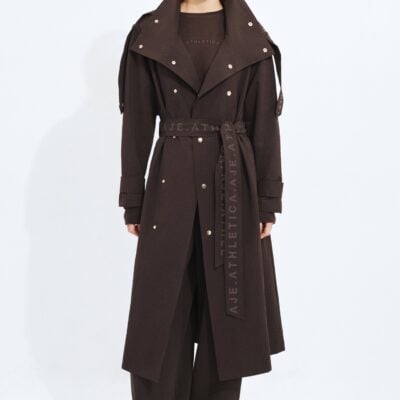 Aje Textured AA Trench Coat — CHOCOLATE - Image 1
