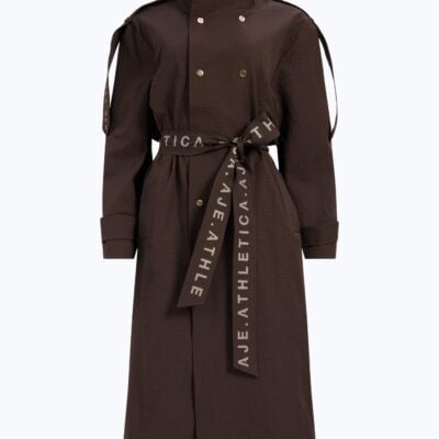 Aje Textured AA Trench Coat — CHOCOLATE - Image 2